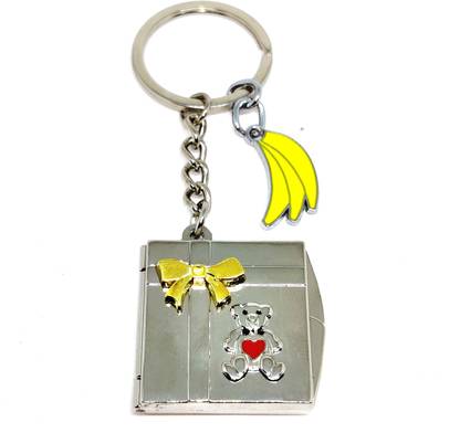 Alvika's High Quality Imported Teddy Bear Embossed Book Shape Mini Photo Frame With Banana Pendant Attached Key Chain