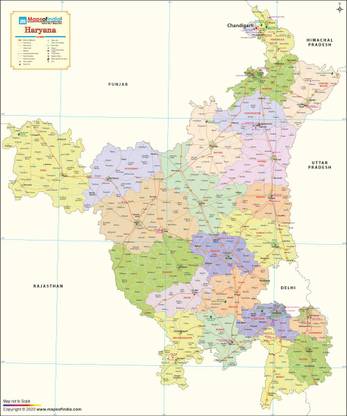 Haryana Detailed Political Map Fine Art Print