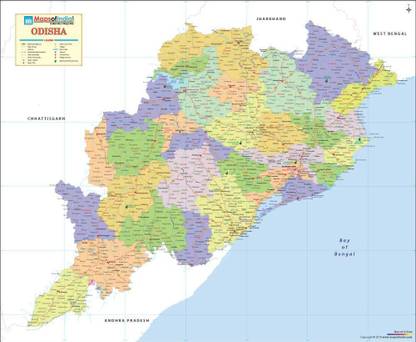 Odisha Detailed Map Fine Art Print