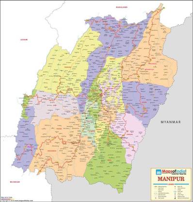 Manipur Detailed Political Map Fine Art Print