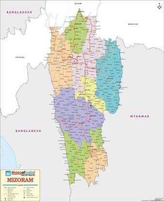 Mizoram Detailed Map Fine Art Print