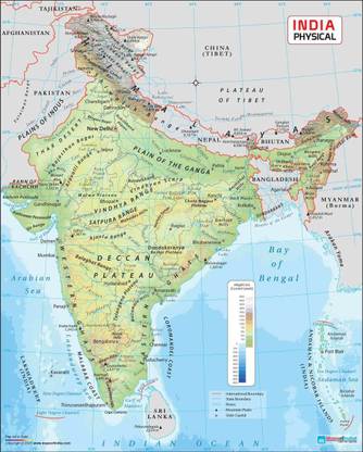 India Physical Map Fine Art Print