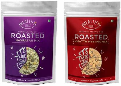 Healthy Treat Roasted Khatta Meetha Mix and Roasted Navratan Mix Combo 300gm