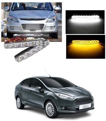 XZRTZ Car DRL 6 LED With Turn Indicator Function Daytime Running Lights(2pc, 12V DC White,Yellow) V24 Headlight Car LED for Ford (12 V, 24 W)