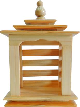 PGen Pinewood (X-SMALL-PALM SIZE 8.5x5.5 inch) Puja Mandir Temple Devghar Decorative Solid Wood Home Temple