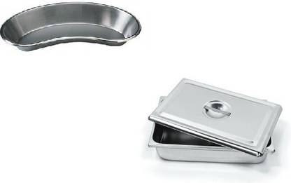 Agarwals Kidney Tray 10" & Instrument Tray 8*3 With Lid(Set Of 2) Reusable Medical Tray