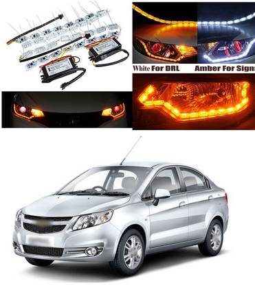 XZRTZ Daytime 16 LED Crystal Sequential DRL Running White with Yellow Turn Signal Light C39 Car Fancy Lights