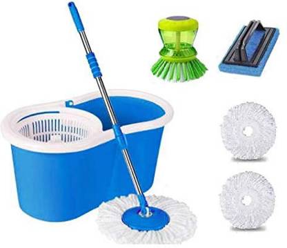 GTE 360? Spin Easy Clean Floor Mop Bucket Spinning Mop with 2 Microfiber Head & Tile Mop Set