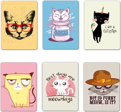 VPRINT QUALITY cat magnets Fridge Magnet Pack of 6