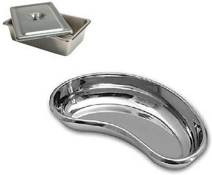 Agarwals ™ Kidney Tray 12" & Instrument Tray 8*3 With Lid(Set Of 2) Reusable Medical Tray