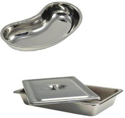 Agarwals ™ Kidney Tray 10" & Instrument Tray 8*6 With Lid(Set Of 2) Reusable Medical Tray