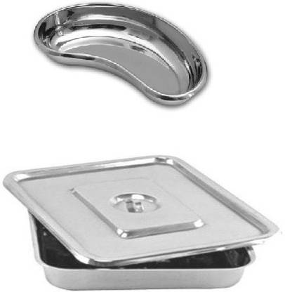 Agarwals Kidney Tray 6" & Instrument Tray 8*6 With Lid(Set Of 2) Reusable Medical Tray
