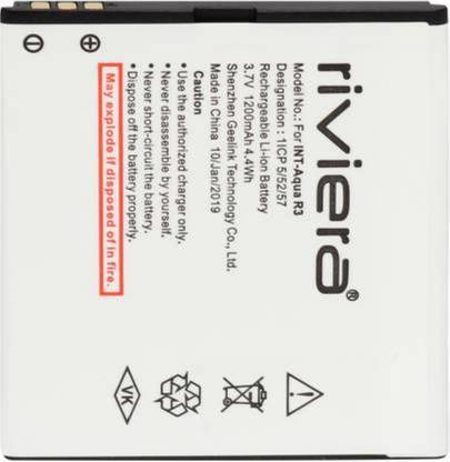 riviera Mobile Battery For  INTEX AQUA R3, AQUA R3 PLUS, AQUA R4 PLUS , AQUA PLAY ( 1200 MAH LI-ION )