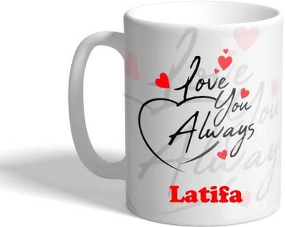 Beautum LOVE YOU ALWAYS Latifa (350)ml WHITE MUG Ceramic Coffee Mug