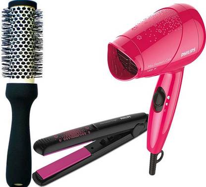 PHILIPS HP8643/46 Styling Kit with Straightener and Dryer with Premium Hot Curl Brush Personal Care Appliance Combo