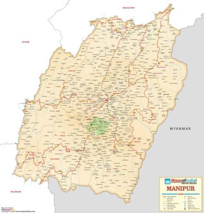 Manipur Detailed Antique Map Fine Art Print