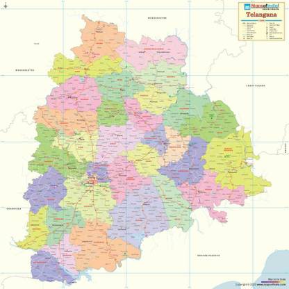 Telangana Detailed Map Fine Art Print