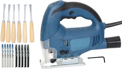 Digital Craft Jig Saw Variable Speed Multifunctional Jigsaw Electric Wood Saw Metal Ruler 10pcs Saw Blades for Woodworking 6Pc Wood Carving Set Power & Hand Tool Kit
