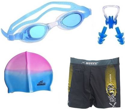 Morex ® Swimming Cap , Goggles , Trunks ,Earplugs & Nose Clip Size-XL CB-688 Swimming Kit