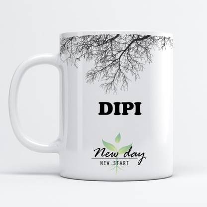 Beautum Dipi Printed New Day New Start White Name Model No:NDNS005035 Ceramic Coffee Mug