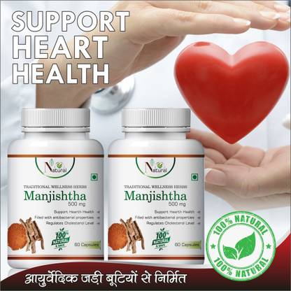 NATURAL Manjishtha For Support Hearth Health Capsules Pack of 2