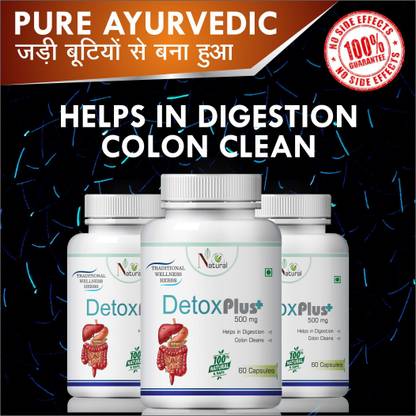 NATURAL Detox Plus Herbal Capsules For Helps in digestion & Colon Clean 100% Ayurvedic