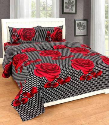 JGdecor 150 TC Polycotton Double Floral Flat Bedsheet