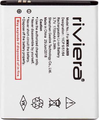 riviera Mobile Battery For  MICROMAX A089 ( 1700 MAH LI-ION )