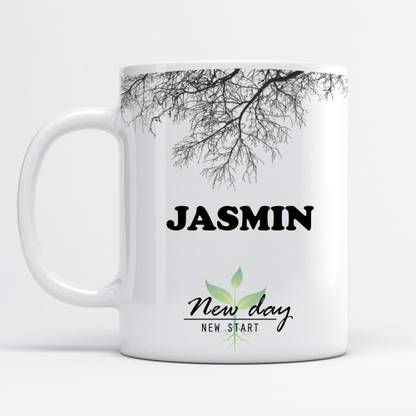 Beautum Jasmin Printed New Day New Start White Name Model No:NDNS007817 Ceramic Coffee Mug