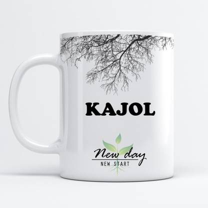Beautum Kajol Printed New Day New Start White Name Model No:NDNS008815 Ceramic Coffee Mug