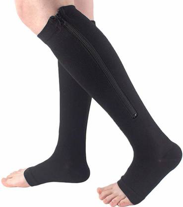 JYNEX Zipper Compression Socks Stockings with Open Toe Calf Support Best Support Zipper Knee Support