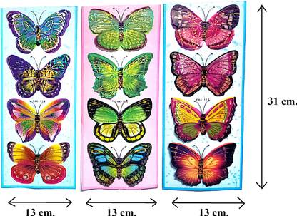 Avneesh Multicolor 3D Double Layer Butterfly Wall Stickers ( 12-Butterfly ) Pack of 12