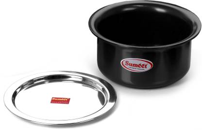 Sumeet 3mm Thick Hard Anodised Big Size Tope with S.S. Lid Size No.15 (3.5LTR) (24.7Cm Dia) Cookware Set