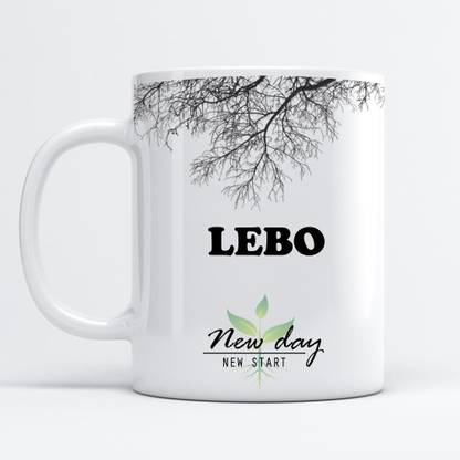 Beautum Lebo Printed New Day New Start White Name Model No:NDNS010616 Ceramic Coffee Mug