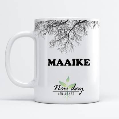 Beautum Maaike Printed New Day New Start White Name Model No:NDNS011175 Ceramic Coffee Mug
