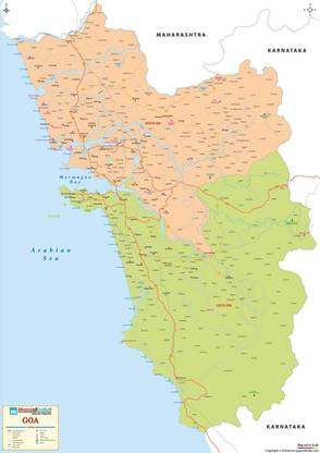 Goa Detailed Political Map Fine Art Print