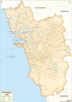 Goa Detailed Antique Map Fine Art Print