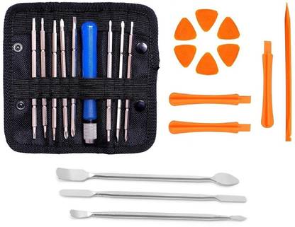 wroughton Multi-Function 16 in 1 Screwdriver Set Repair Tool Kit for Mobile Phone, for Mobile Phone, Watch, PC, Laptop, Digital Gadgets With Set of 3 Metal Openers for Mobile Phone and Gadget Repairing Supporting Tools and ESD Safe Anti-static Fiber Plastic Opening Pry Tools for Mobile and Gadgets Disassembly Kit Precision Screwdriver Set