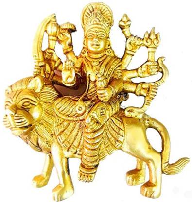 Divya Shakti Brass Maa Durga Idol / Statue 200 Grams 2.5 X 1.5 X 3 Inch Decorative Showpiece - 12 cm