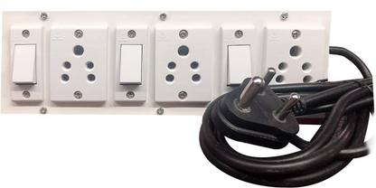 Tinax Plastic Extension Switch Board with 3 Sockets and 3 Switches, Multi Electrical Extension Board 3 Meter Wire 3  Socket Extension Boards