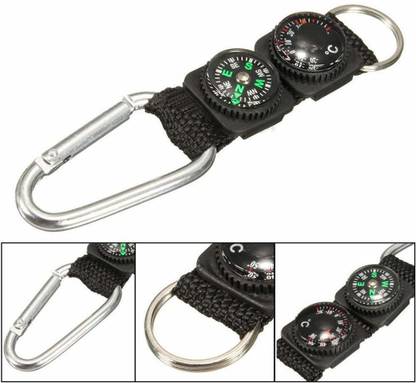 XIUFEN 3 in 1 Multifunction Camping Mini Carabiner with Keychain Compass Thermometer [CA Compass