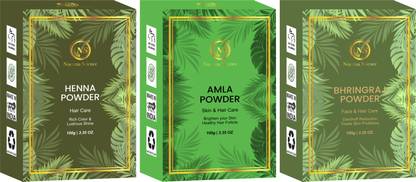 Nuerma Science Henna, Amla & Bhringraj Powder for Hair Coloring & Hair Conditioning (Pack of 3)