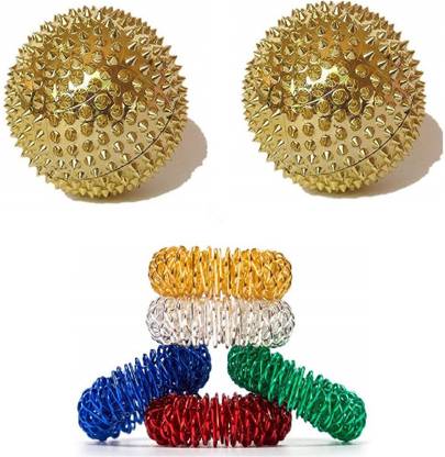 AHCS ACUPRESSURE New Magnetic Ball Set 2Pc and Sujok Ring Finger Massager 5Pc Kit Massager