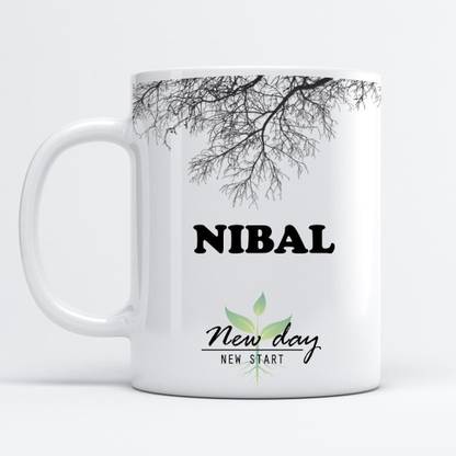 Beautum Nibal Printed New Day New Start White Name Model No:NDNS014500 Ceramic Coffee Mug