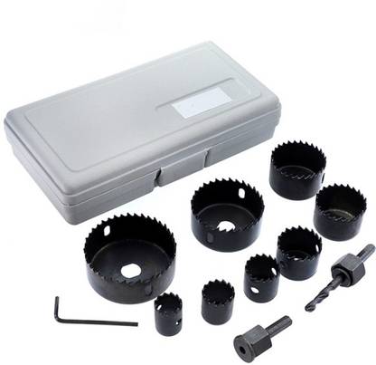 tool trust 11 Pcs Hole Saw Drill Bits Multi-size Woodworking Cutting Tools Hole Saw Set Rotary Bit Set