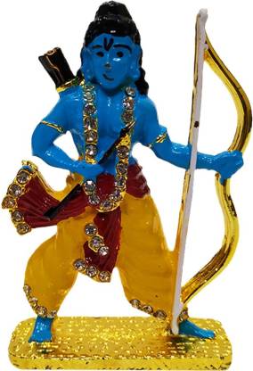 Relicon Lord Ram Idol | Lord Rama Idol (Design-113) Blue Metal Statue for Car Dashboard | Mandir Pooja Murti | Temple Puja | Home Decor | Office Table Showpiece (L*B*H-4.7 x 1 x 7.5 Cm) Decorative Showpiece  -  7.5 cm