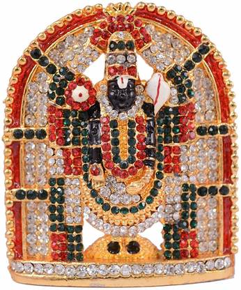 Relicon Tirupati Balaji Idol | Lord Venkateswara Idol (Design-119) Color Metal Statue for Car Dashboard | Mandir Pooja Murti | Temple Puja | Home Decor | Office Table Showpiece (L*B*H-5.5 x 1 x 6.5 Cm) Decorative Showpiece  -  6.5 cm