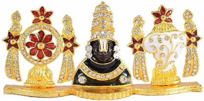 Relicon Tirupati Balaji Idol | Lord Venkateswara Idol (R-122) Metal Statue for Car Dashboard | Mandir Pooja Murti | Temple Puja | Home Decor | Office Table Showpiece (L*B*H-10.5 x 0.5 x 5 Cm) Decorative Showpiece  -  5 cm