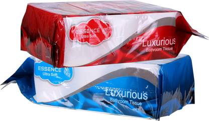 ESSENCE 6 in 1 Red-Blue Ultra Soft luxurious Bathroom Tissue Pack of 2 Toilet Paper Roll