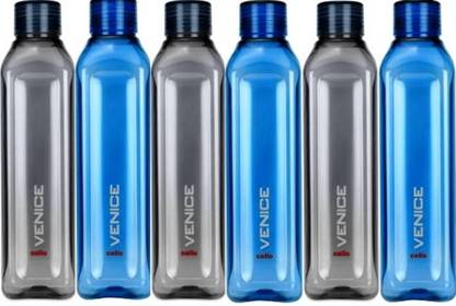 cello VENICE, 1 Litre Water Bottle, Multicolor, Pack of 6 1000 ml Bottle